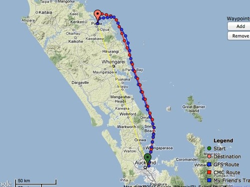 Predictwind.com shows a very direct route is the fastest for the two ORMA60’s in the race to Russell © PredictWind.com www.predictwind.com